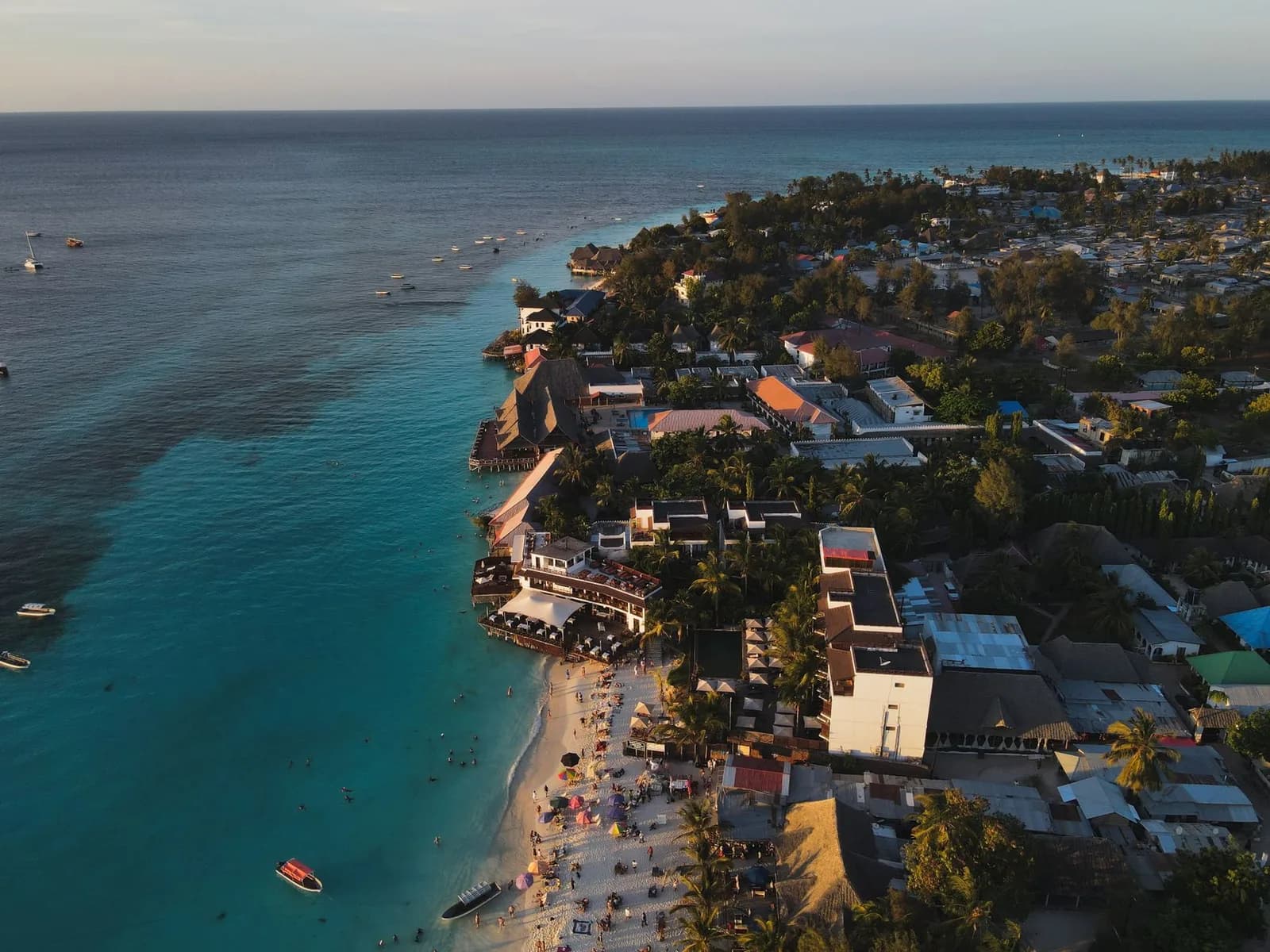 Aerial view of the coast at Nungwi, northern Zanzibar