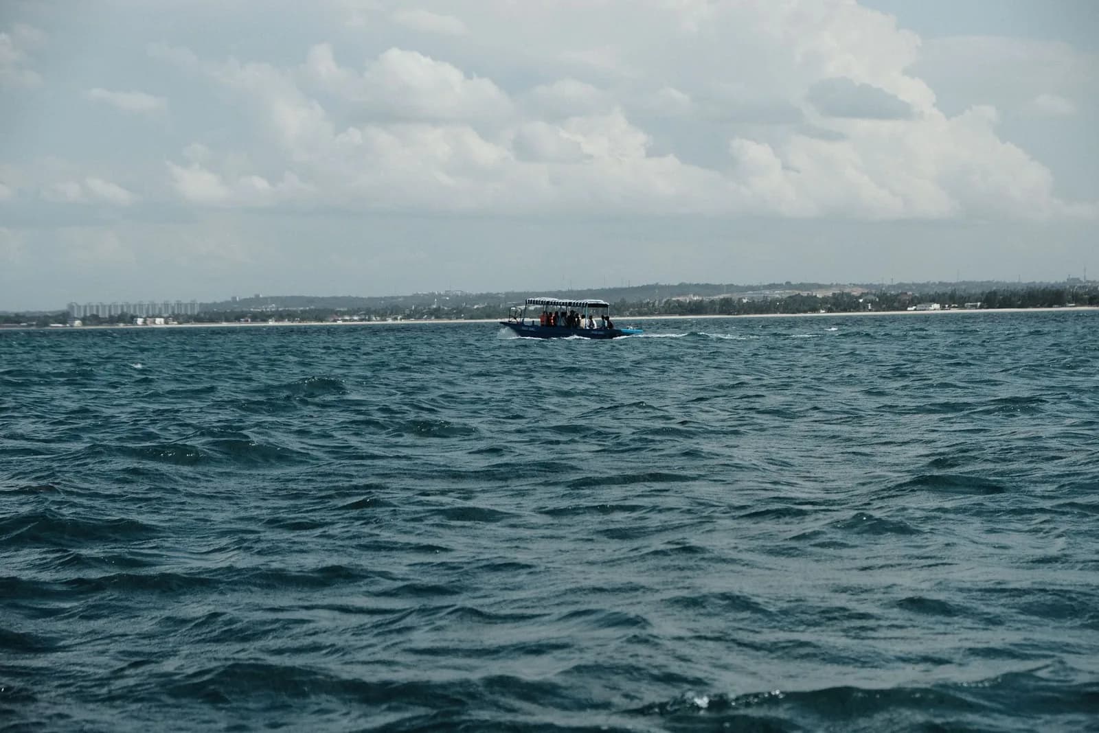 Choppy Indian Ocean swell off the Tanzanian coast, seen from a boat on the Dar es Salaam to Zanzibar crossing