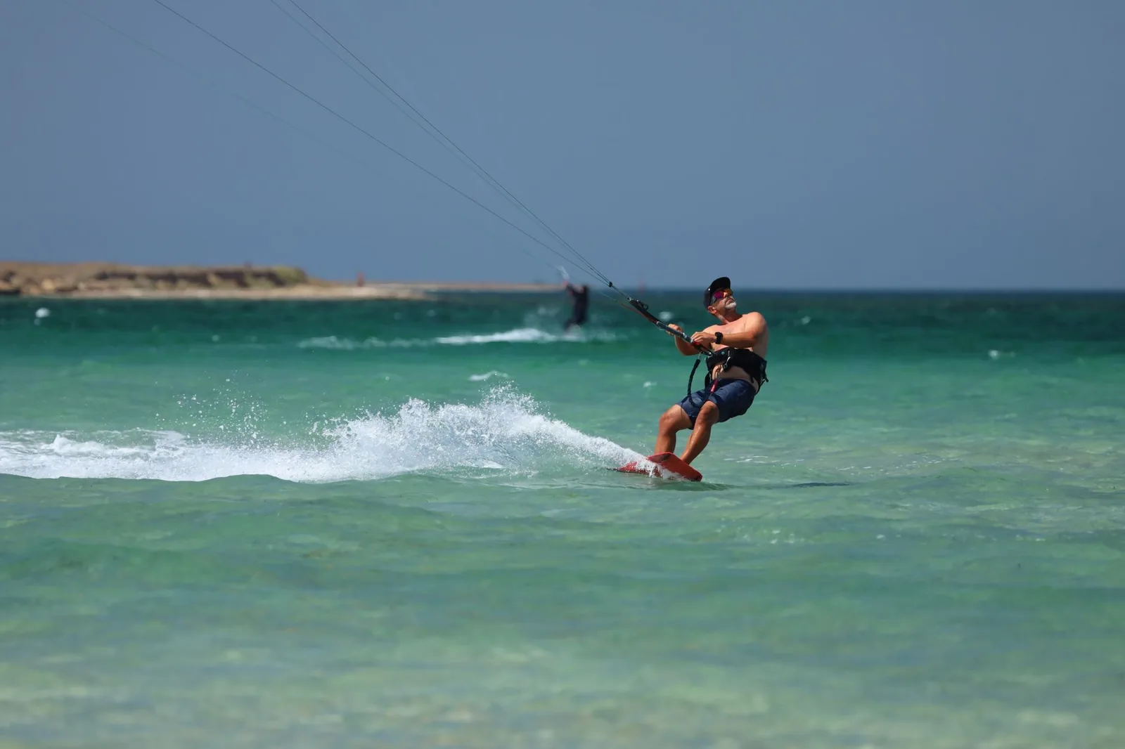 Kitesurfer on the shallow lagoon off the east coast of Zanzibar