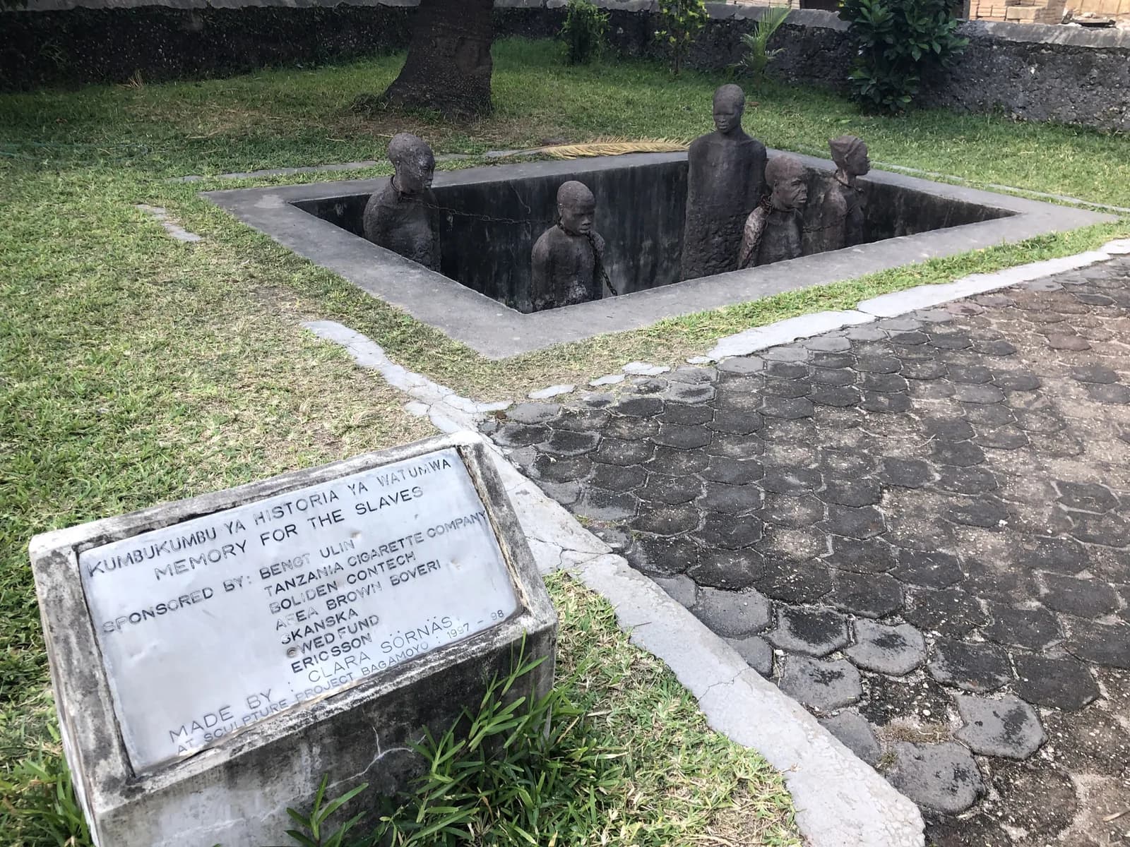 Slave Market Memorial by Clara Sörnäs at the former slave market beside the Anglican cathedral in Stone Town, Zanzibar