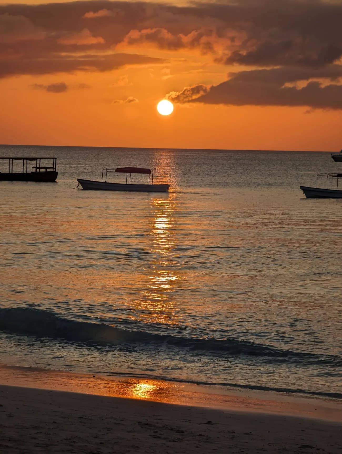 Sunset over the beach at Nungwi on the northern tip of Zanzibar