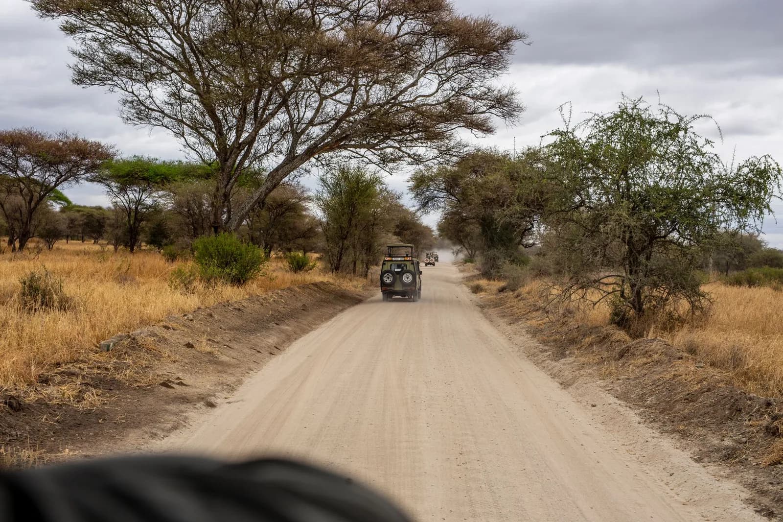 A safari vehicle on a game drive in the Tanzanian bush, the first half of a safari and Zanzibar package