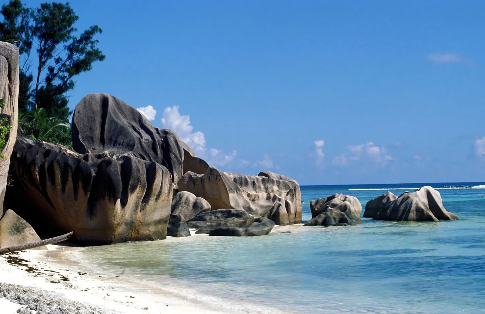 Granite boulders and white sand on Anse Source d'Argent beach, La Digue, Seychelles